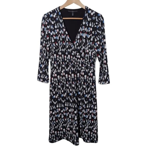White House Black Market Reversible Wrap Dress Womens Size Medium Abstract - Picture 3 of 11